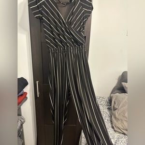 Express Black and White Striped Jumpsuit